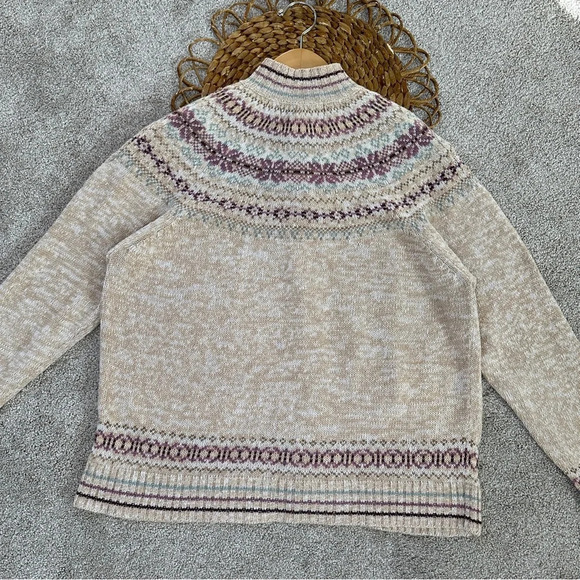 Tiara International Vintage 2001 Retro Faire Isle Zipper Front Sweater Boho L - Picture 7 of 12